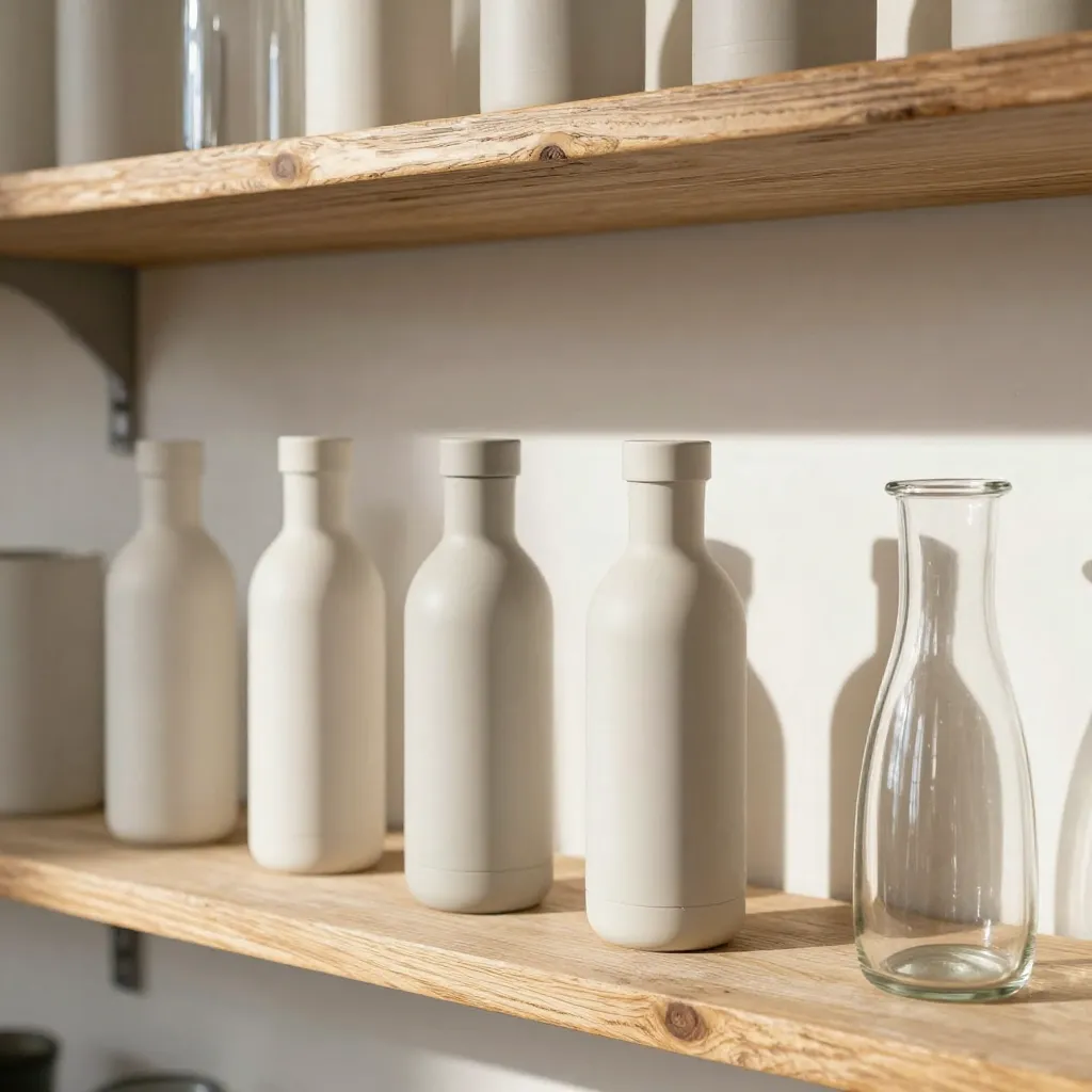 Compact glass bottle with minimalist design