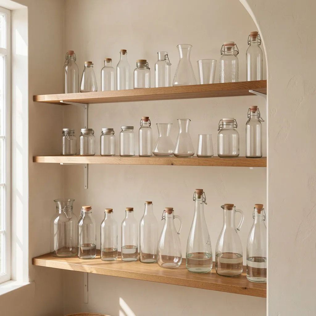 Elegant tall glass carafe with wide base